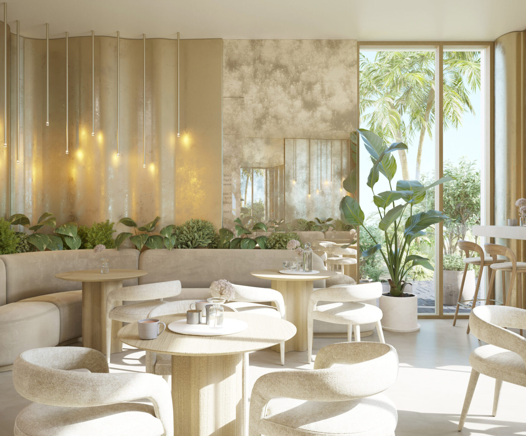 architect in Dubai upholstered seating neutral beige