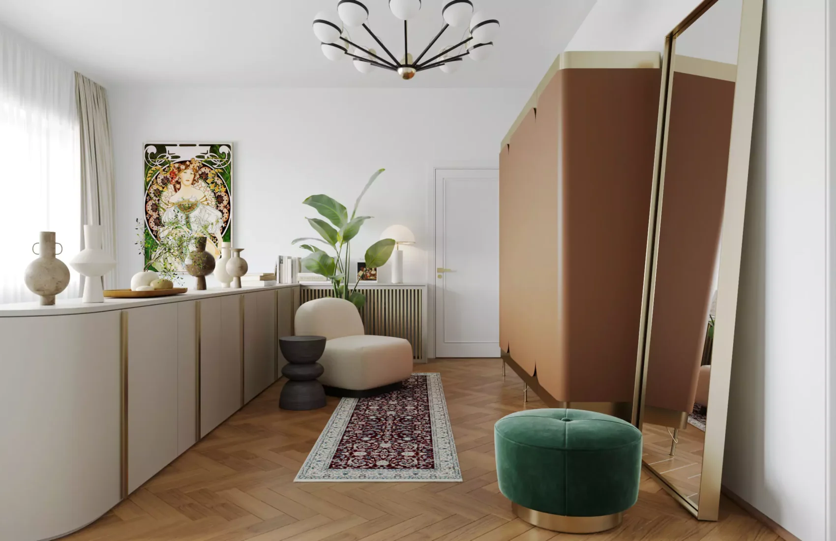 interior design staircase Prague villa Archideal