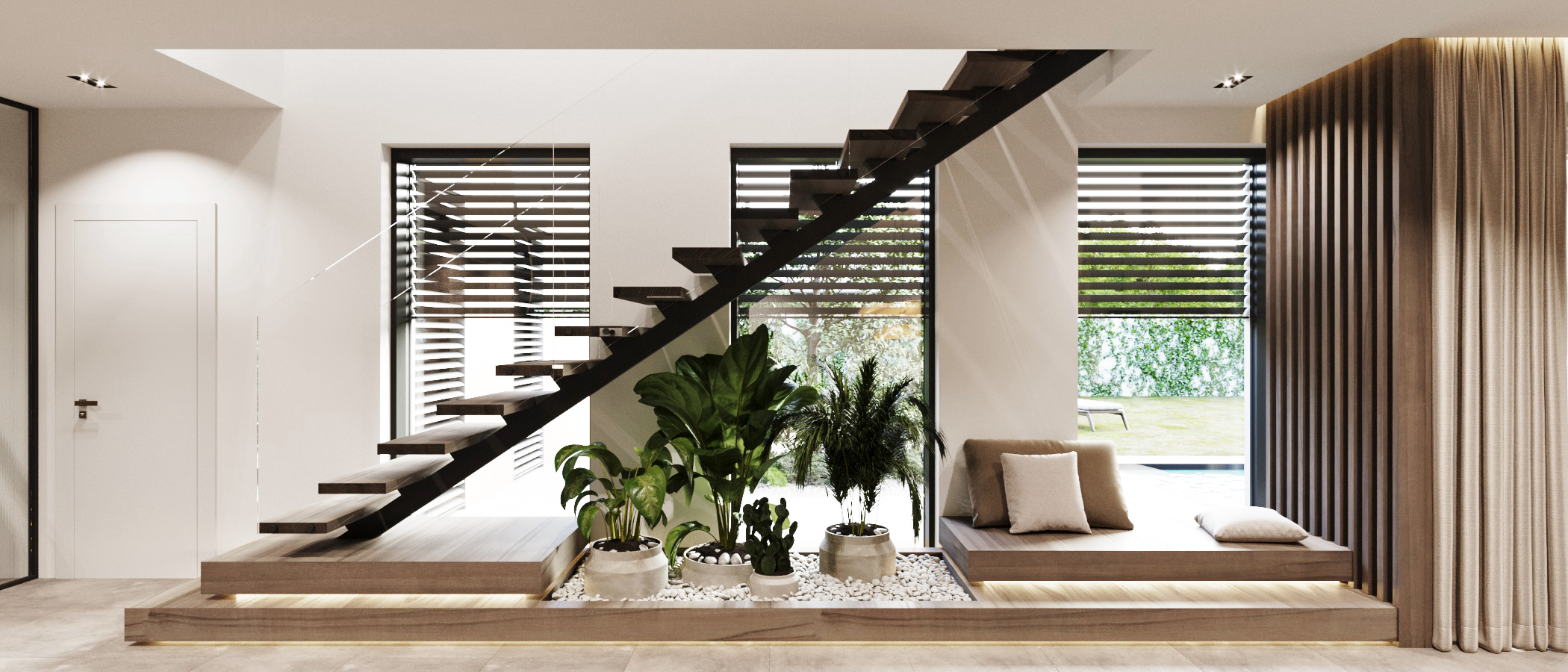 interior design house staircase concrete stone