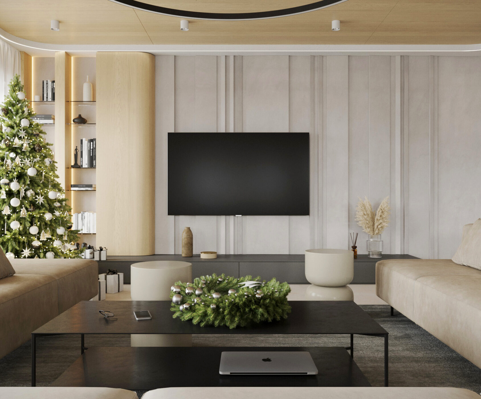 custom interior design living room modern clean lines Archideal