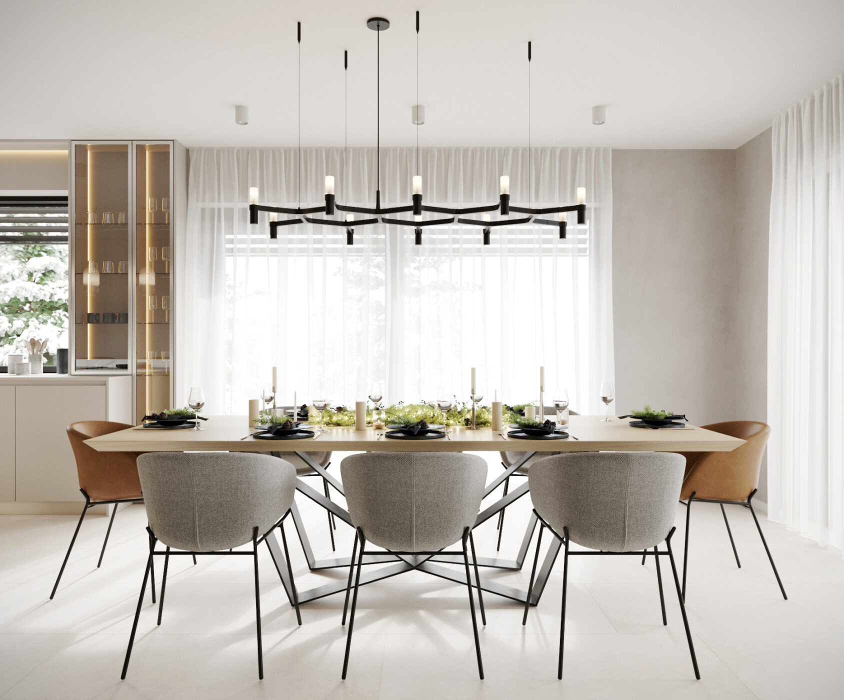 custom interior design open plan living dining room