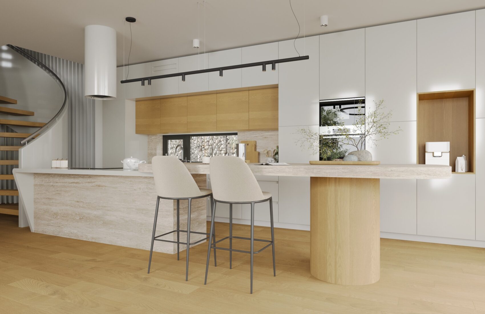 interior architect Prague living room natural oak veneer