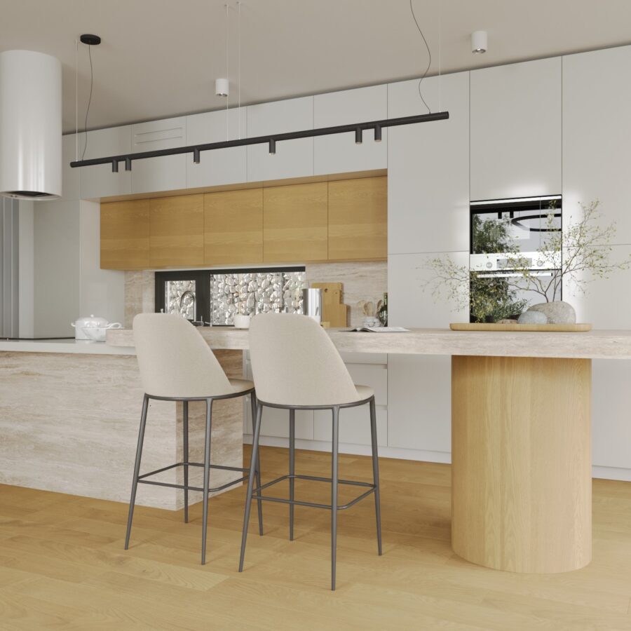 interior architect Prague living room natural oak veneer
