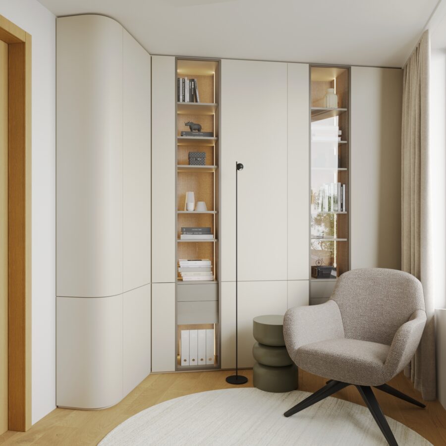 interior architect Prague kitchen soft curves luxury