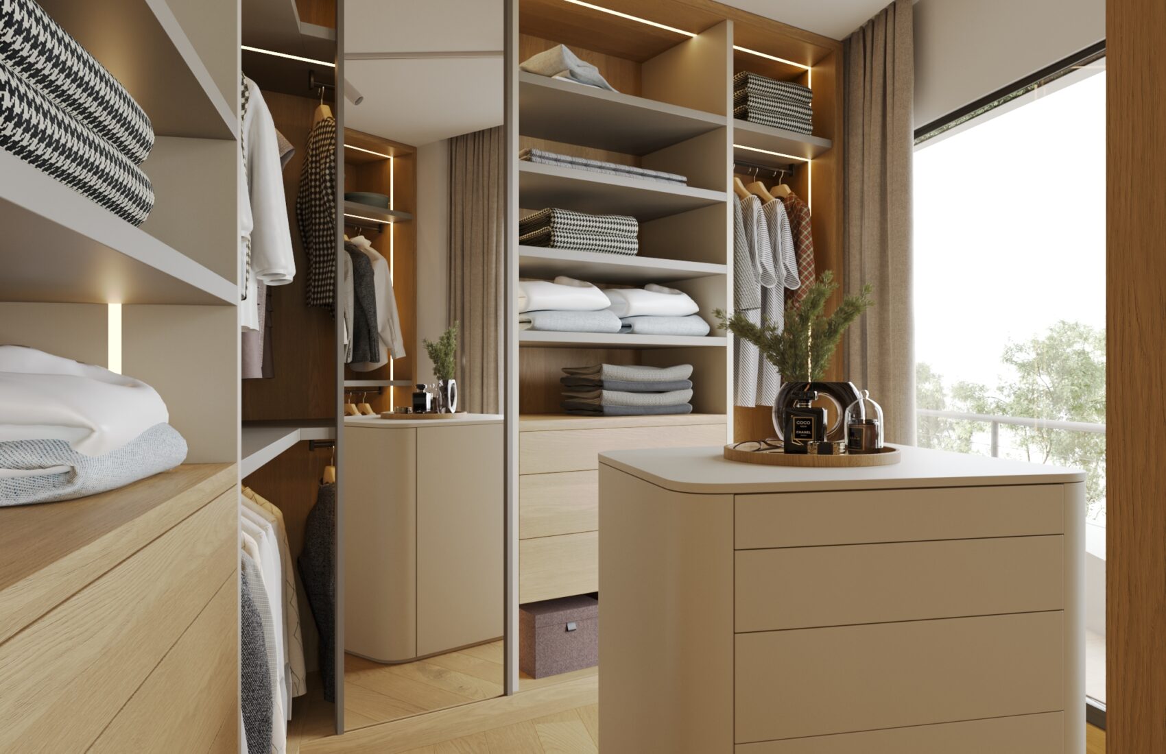 interior architect Prague hallway veneered furniture