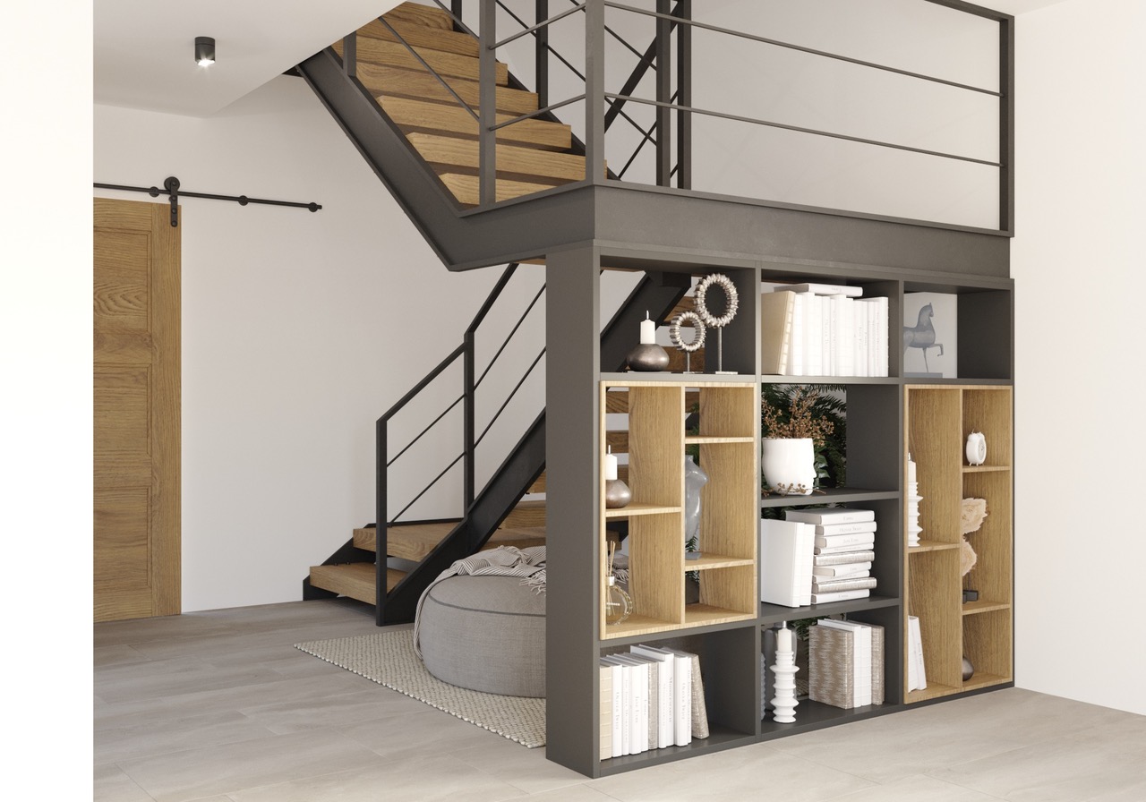 Custom interior steel staircase combining modern design and function – Archideal architectural detail