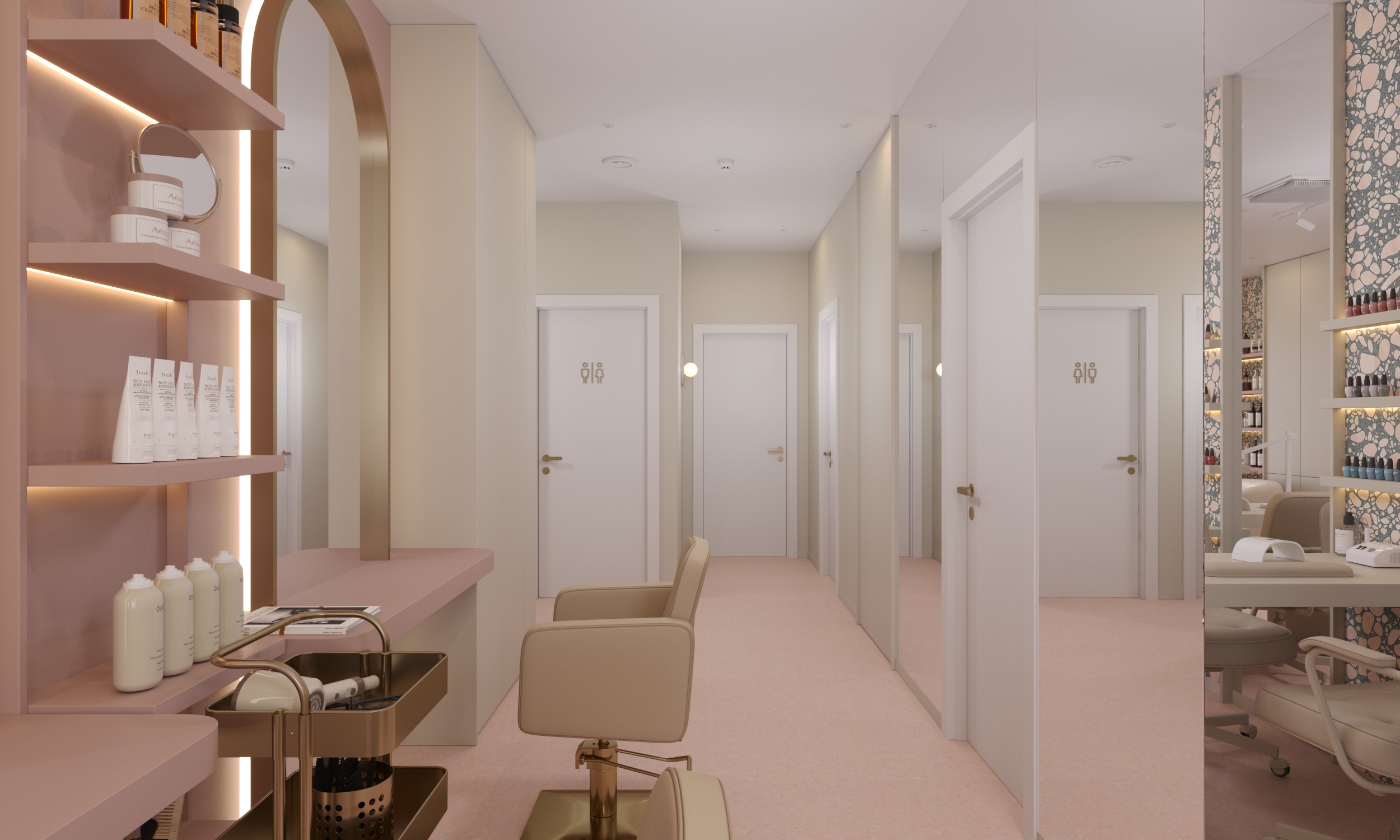 Hair salon corridor and treatment rooms Bratislava