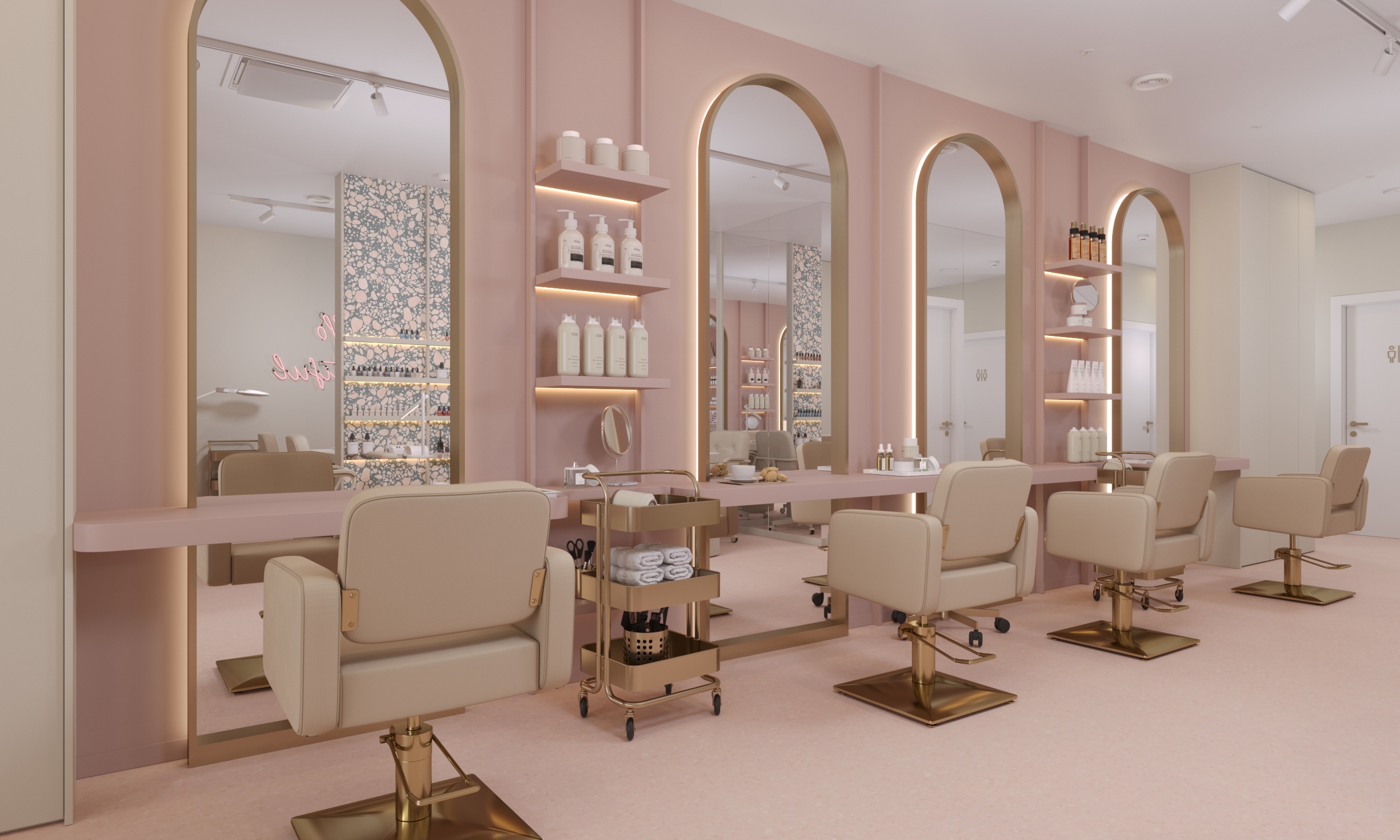Hair styling stations interior design salon Bratislava